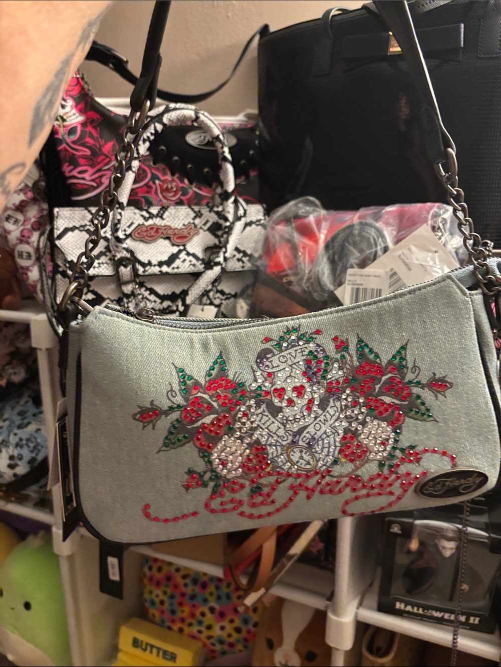 Ed Hardy Denim Shoulder Bag NWT